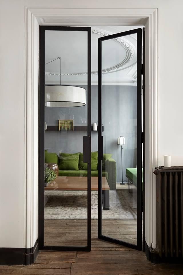 usirondoor Exterior black steel glass door