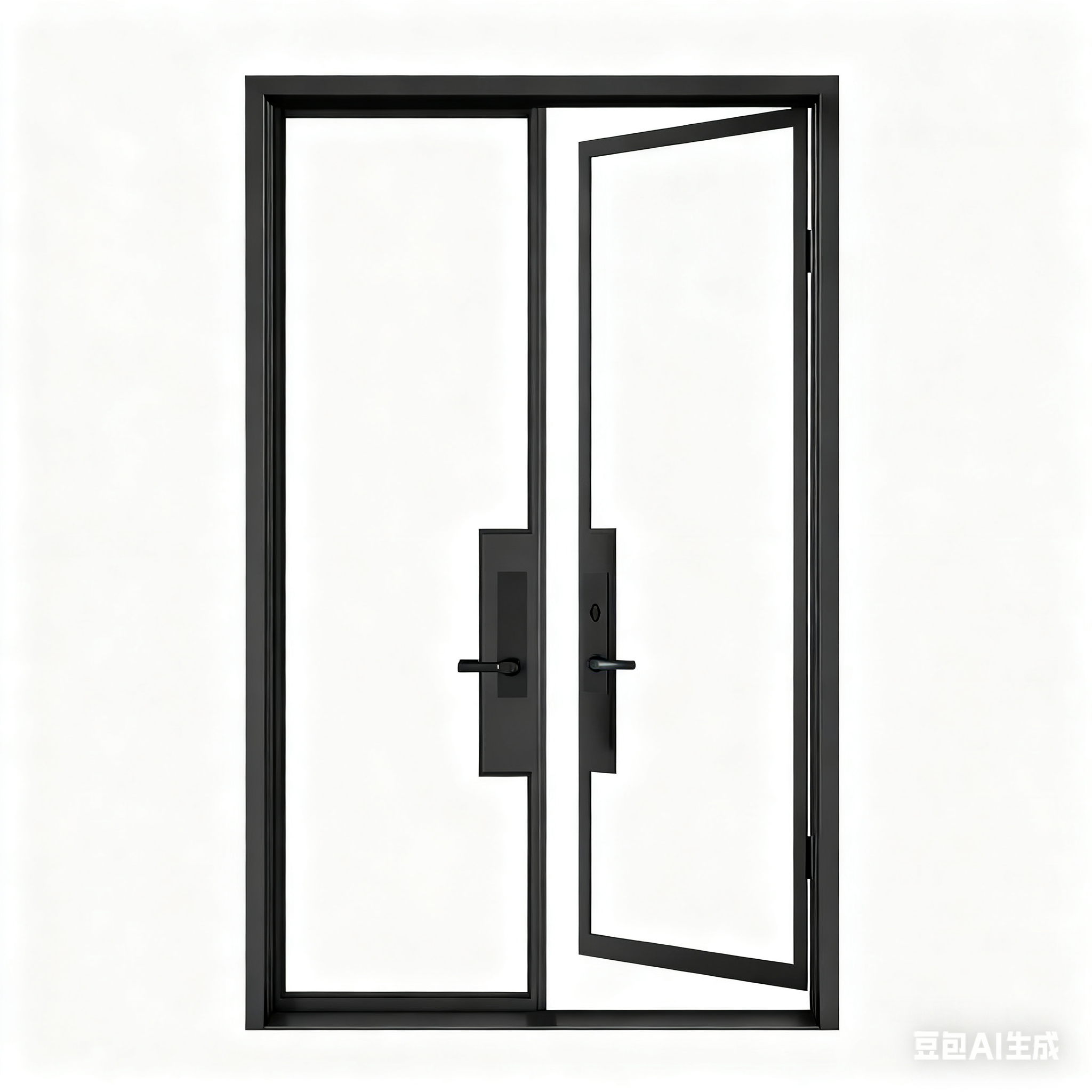 usirondoor Exterior black steel glass door