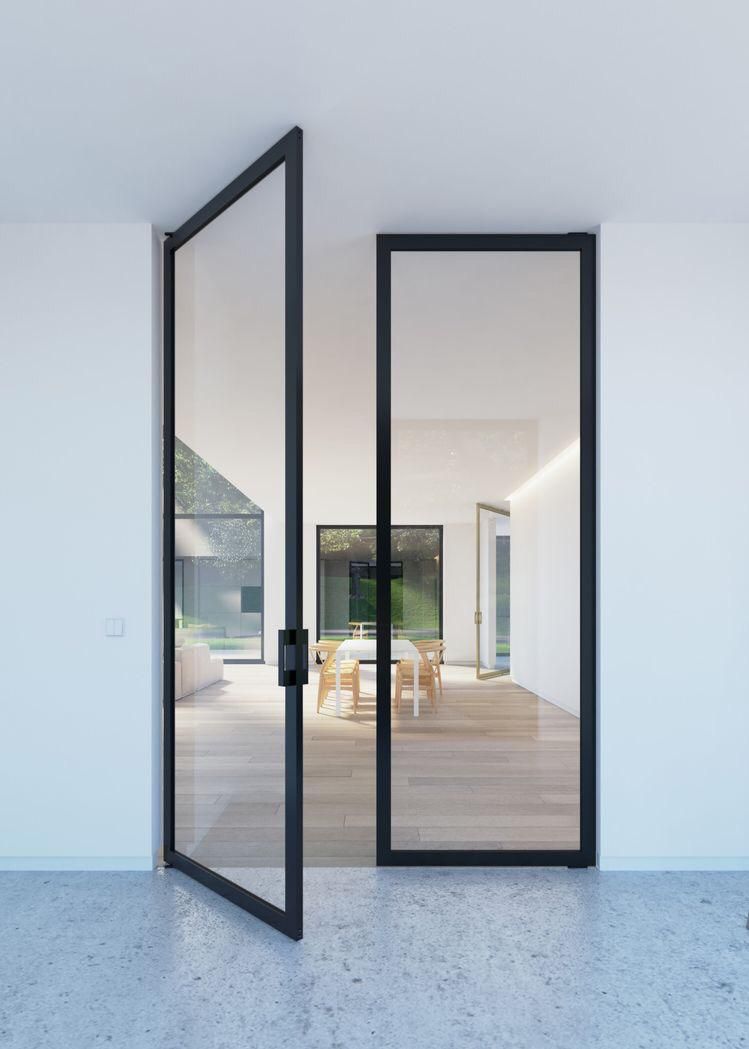 usirondoor Exterior black steel glass door