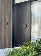 usirondoor Matte black iron entry pivot door