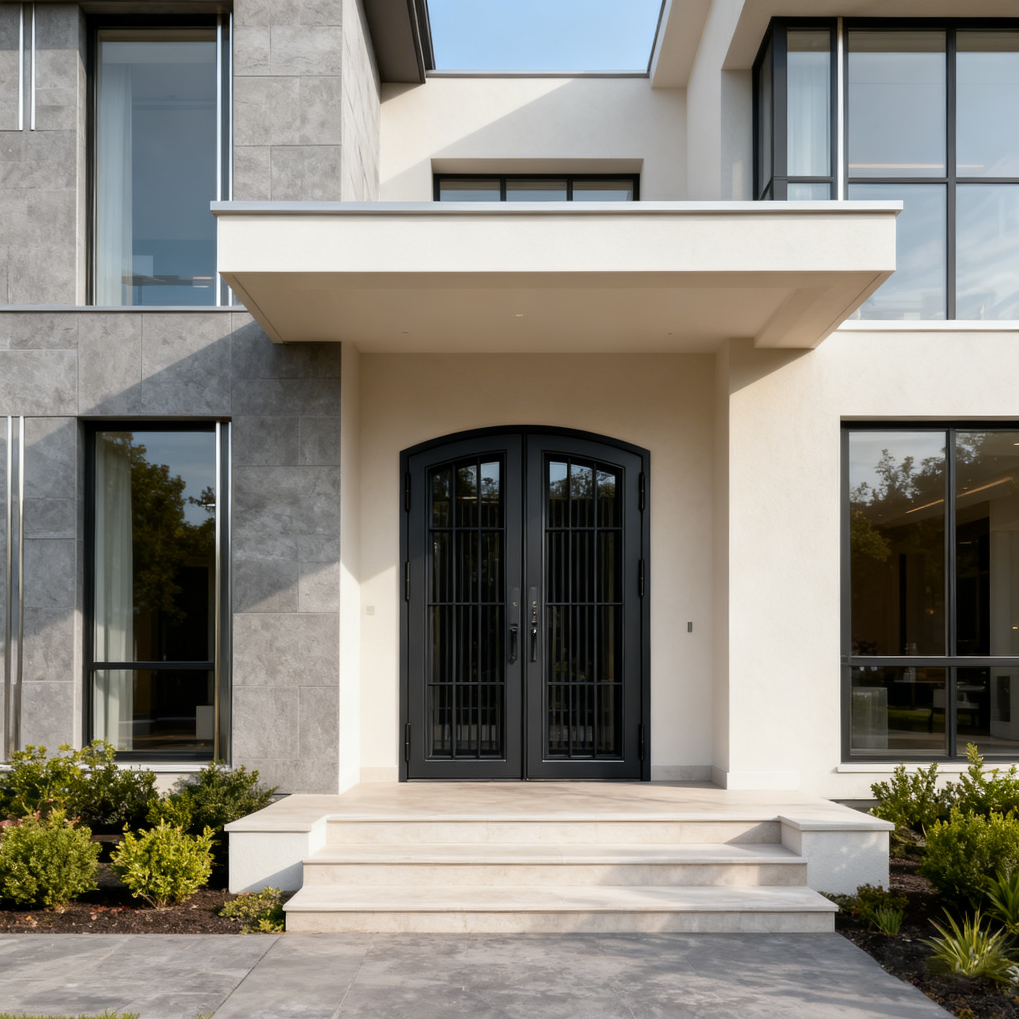 Modern Arch-Top Iron Entry Door