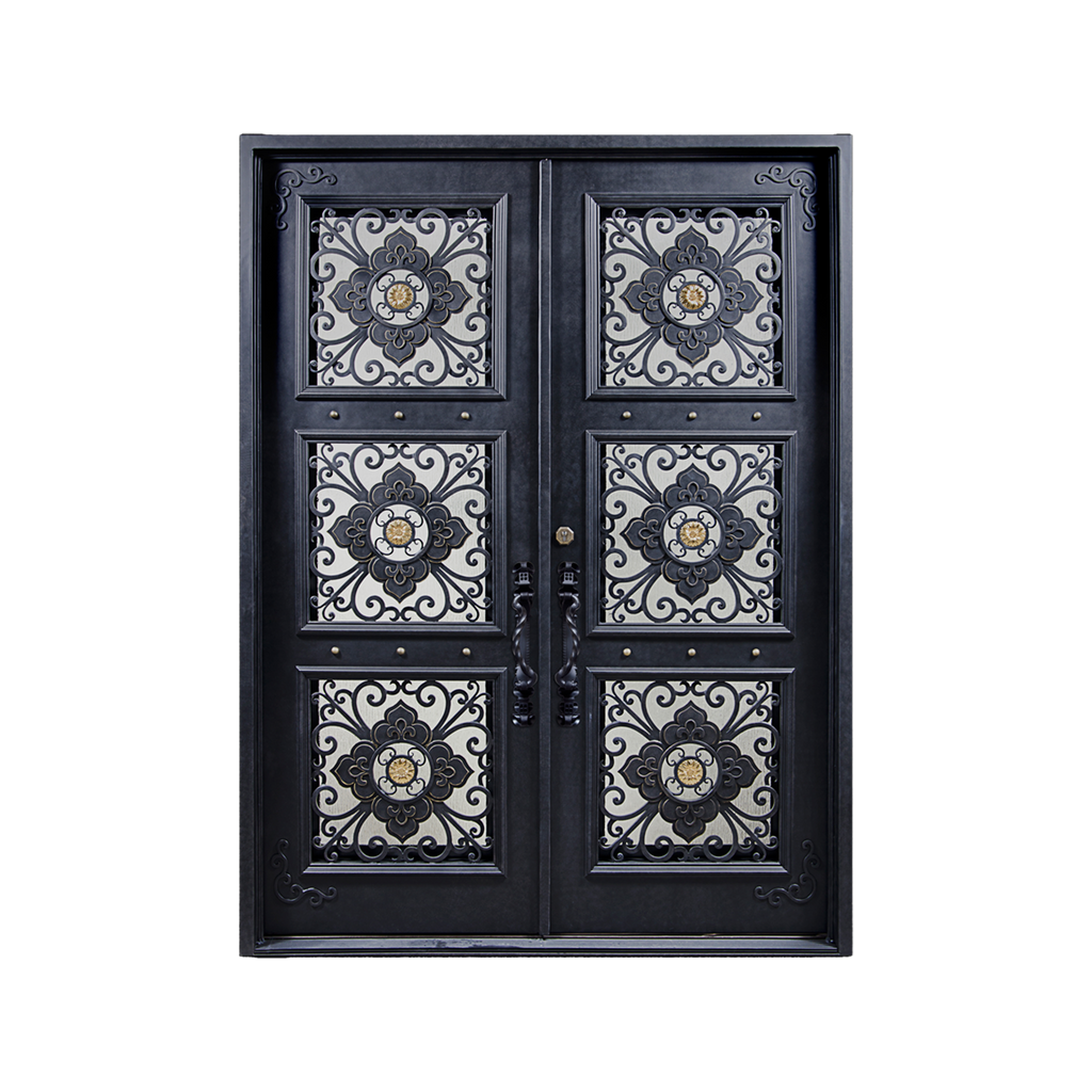 usirondoor Luxury style Wrought Iron Double Front Door