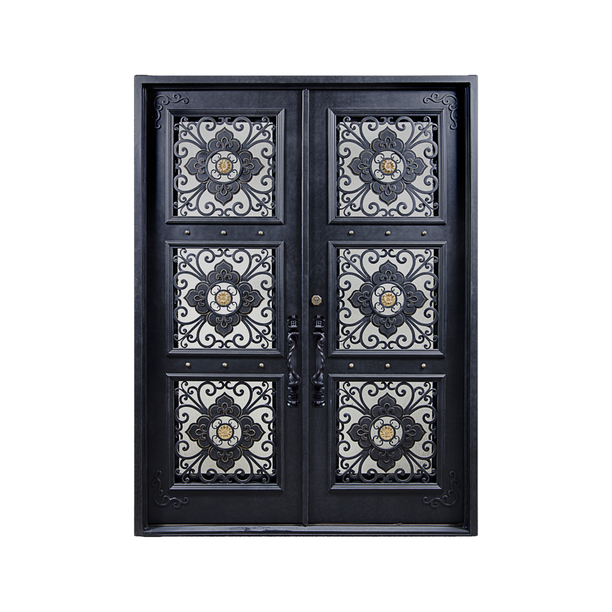 usirondoor Luxury style Wrought Iron Double Front Door
