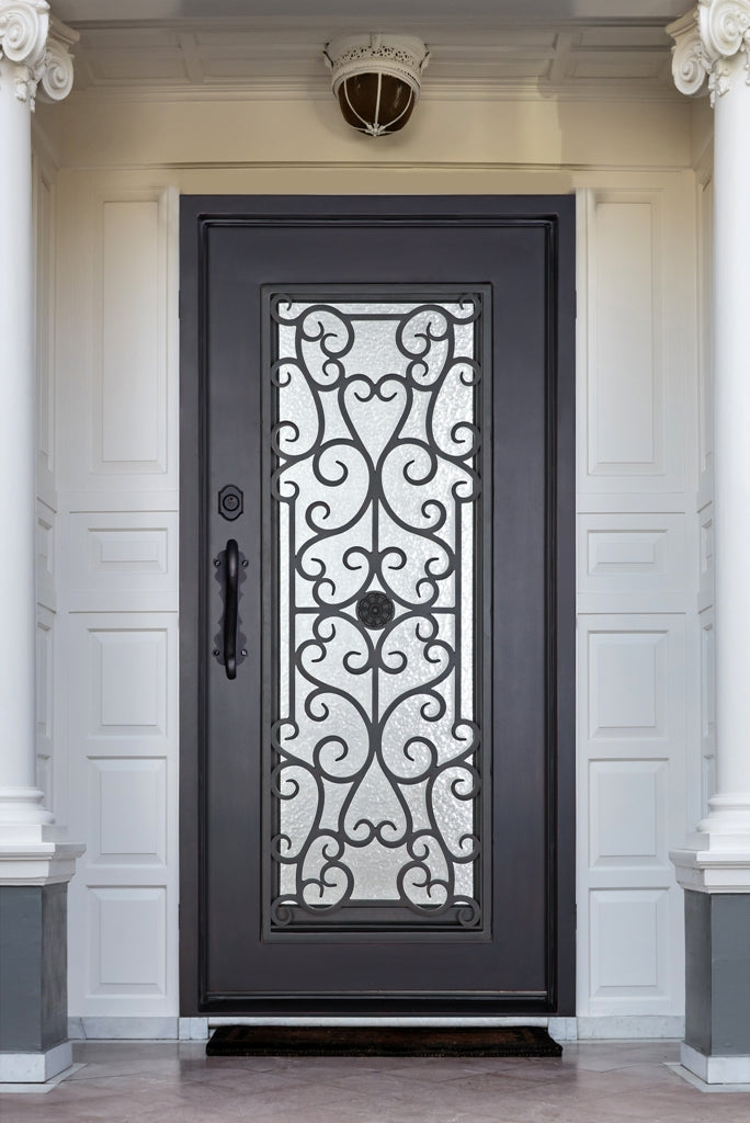 Exterior wrought iron single door