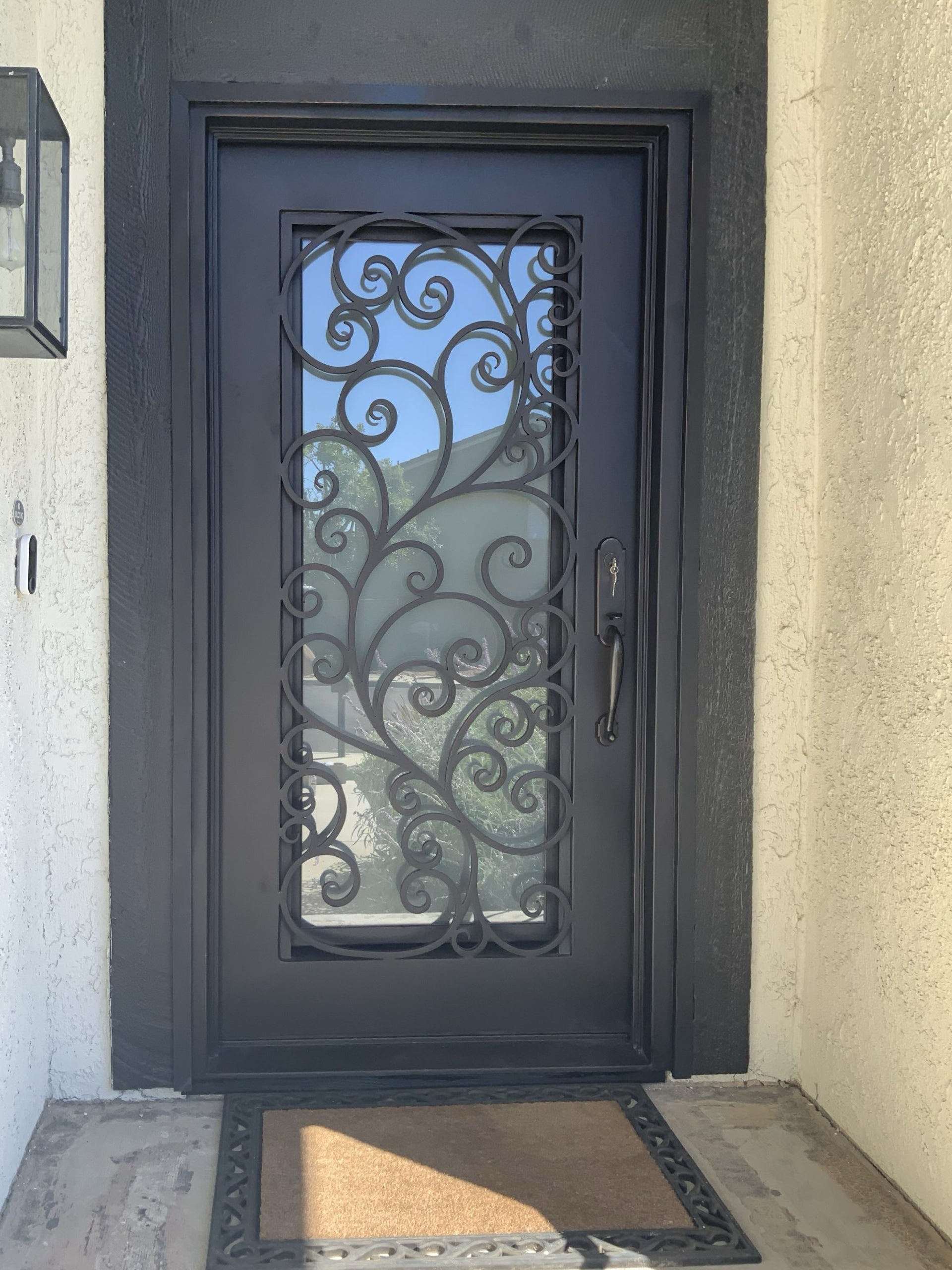single wrought iron door