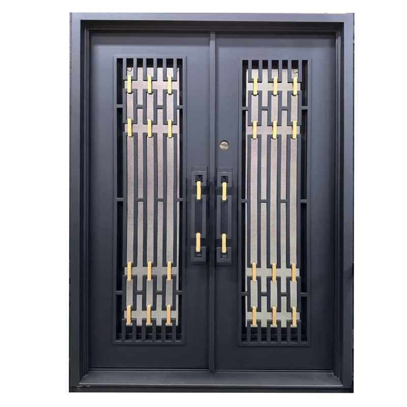 usirondoor  modern double iron entry door