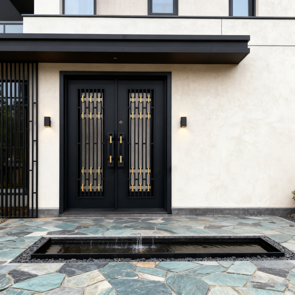 usirondoor  modern double iron entry door