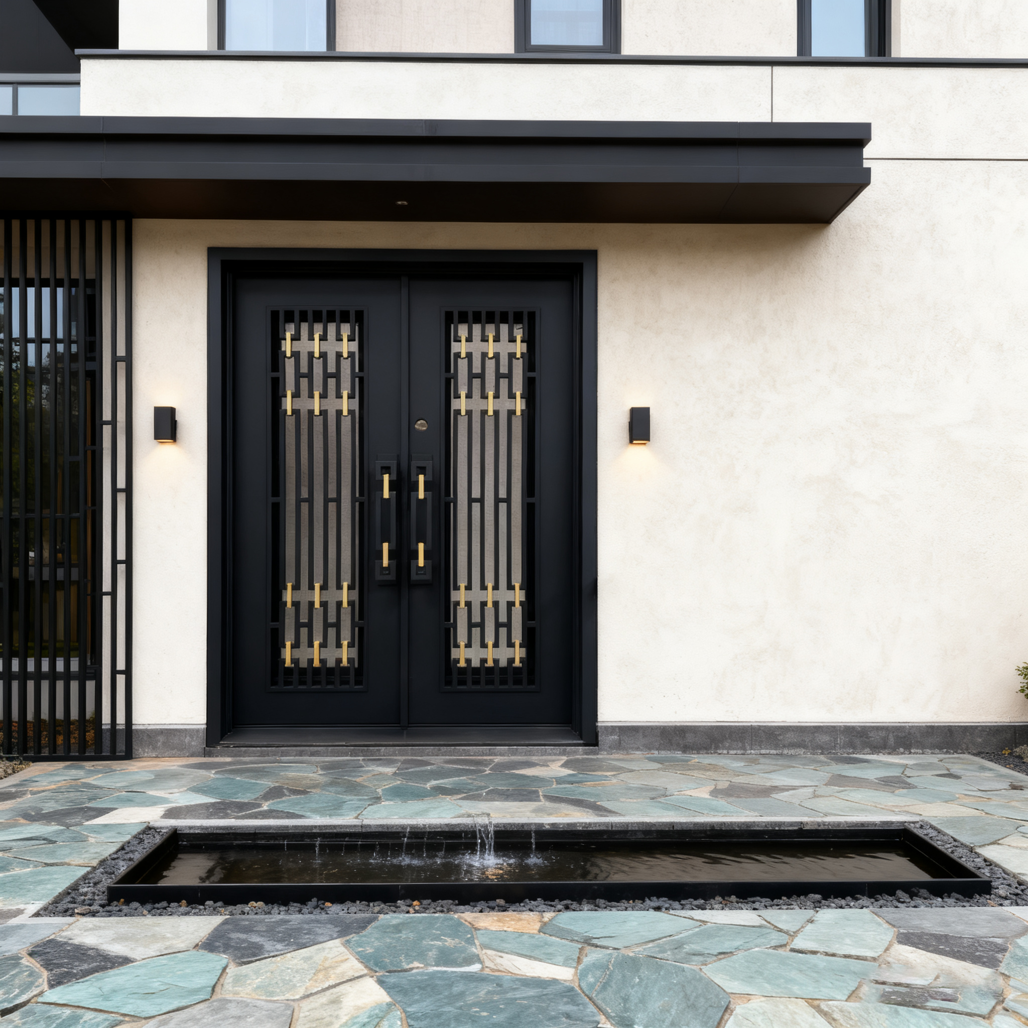 usirondoor  modern double iron entry door
