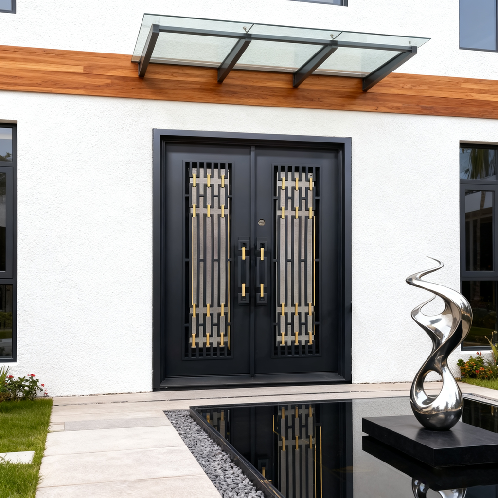 usirondoor  modern double iron entry door
